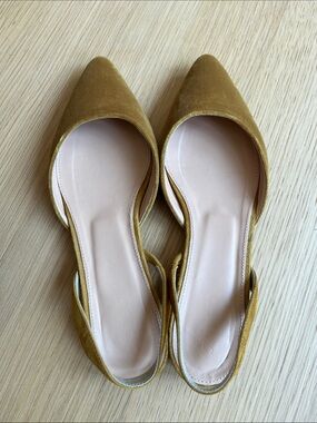 J. Crew Suede Pointed D'Orsay Flats in Mustard Yellow